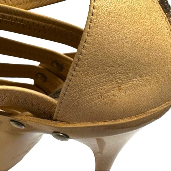 Jimmy Choo Aston Elastic Sandal Leather Nude Heels Shoes 39.5 9.5 - Picture 14 of 16